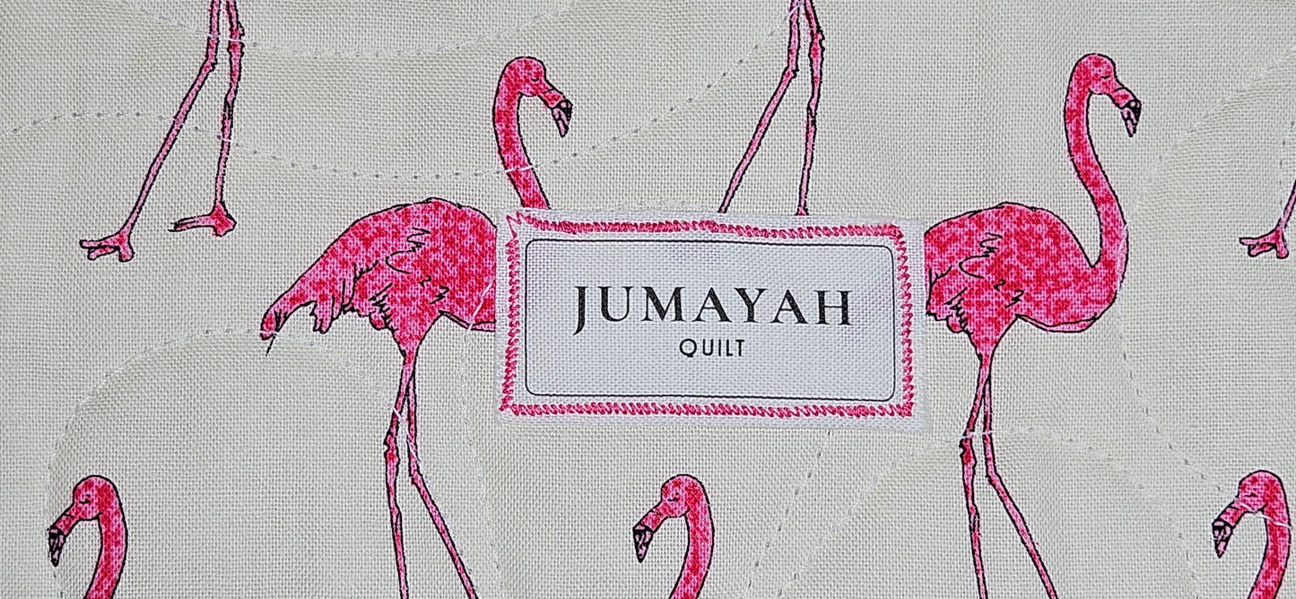 Daisy Flamingo Handmade Quilt – Pink Floral Patchwork Quilt