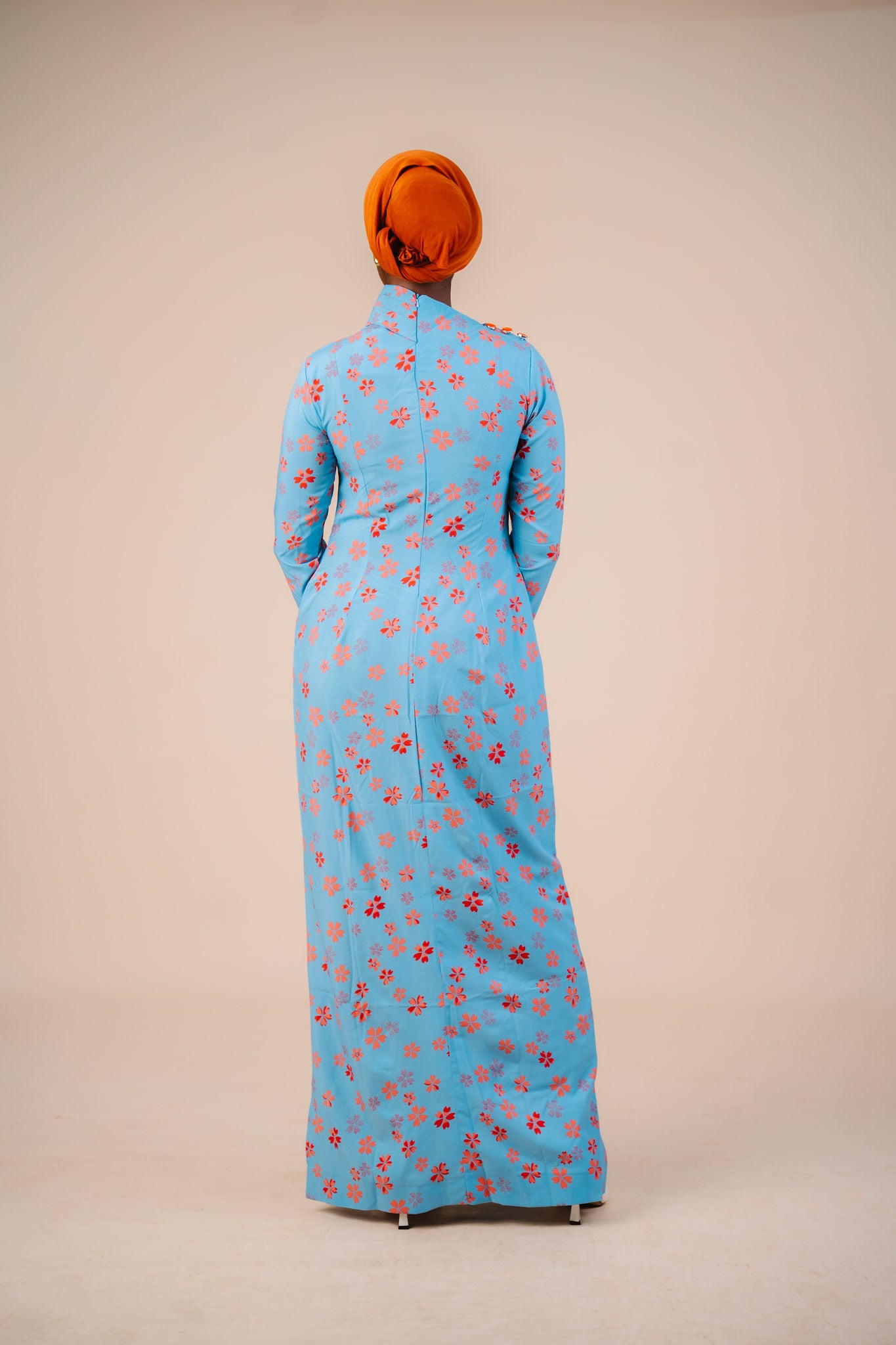 Husna Marigold High-Neck Maxi Dress