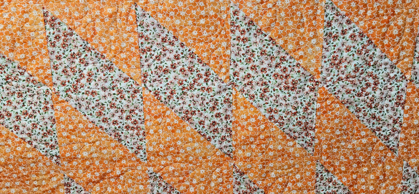 Orange Garden Handmade Quilt – Floral Patchwork Quilt