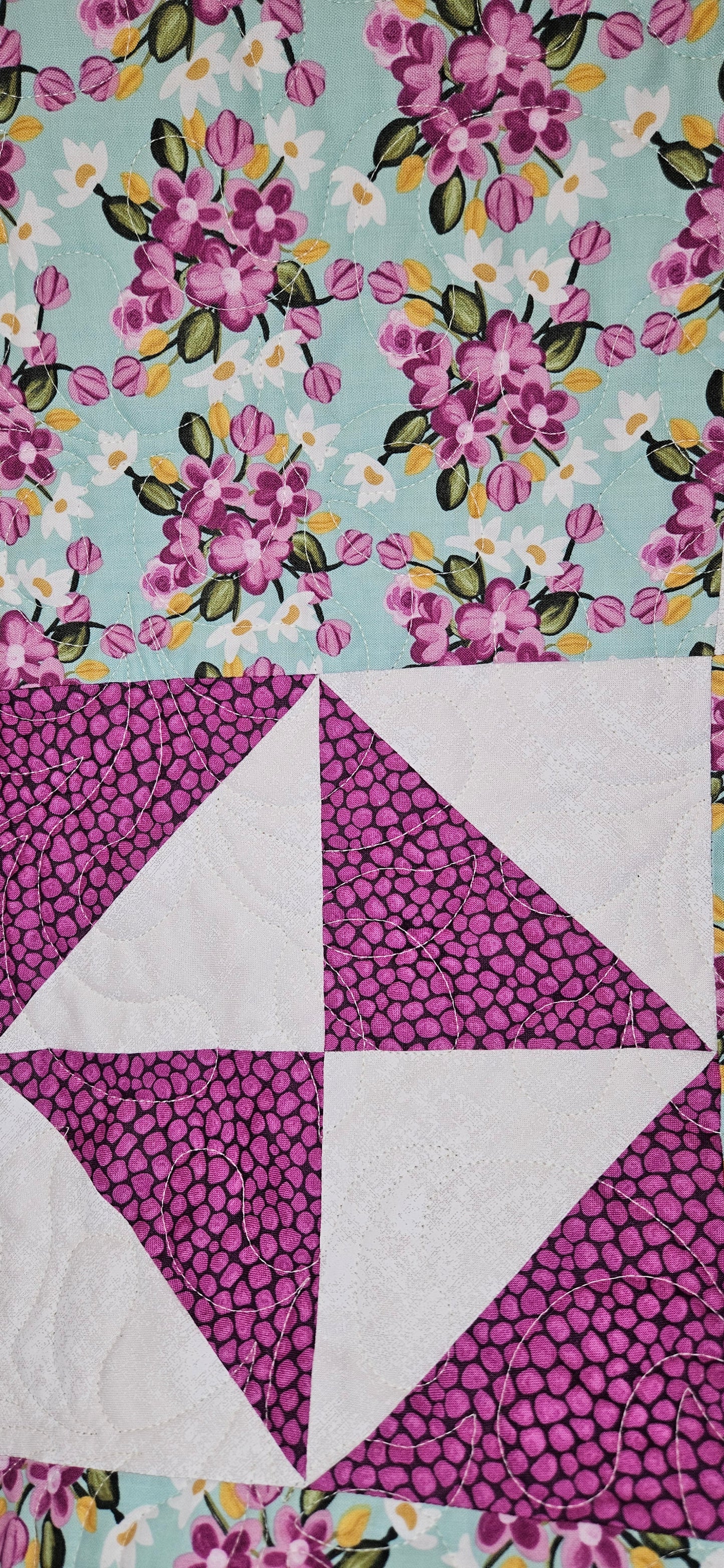 Orchard in Turquoise Handmade Quilt – Floral Patchwork Throw