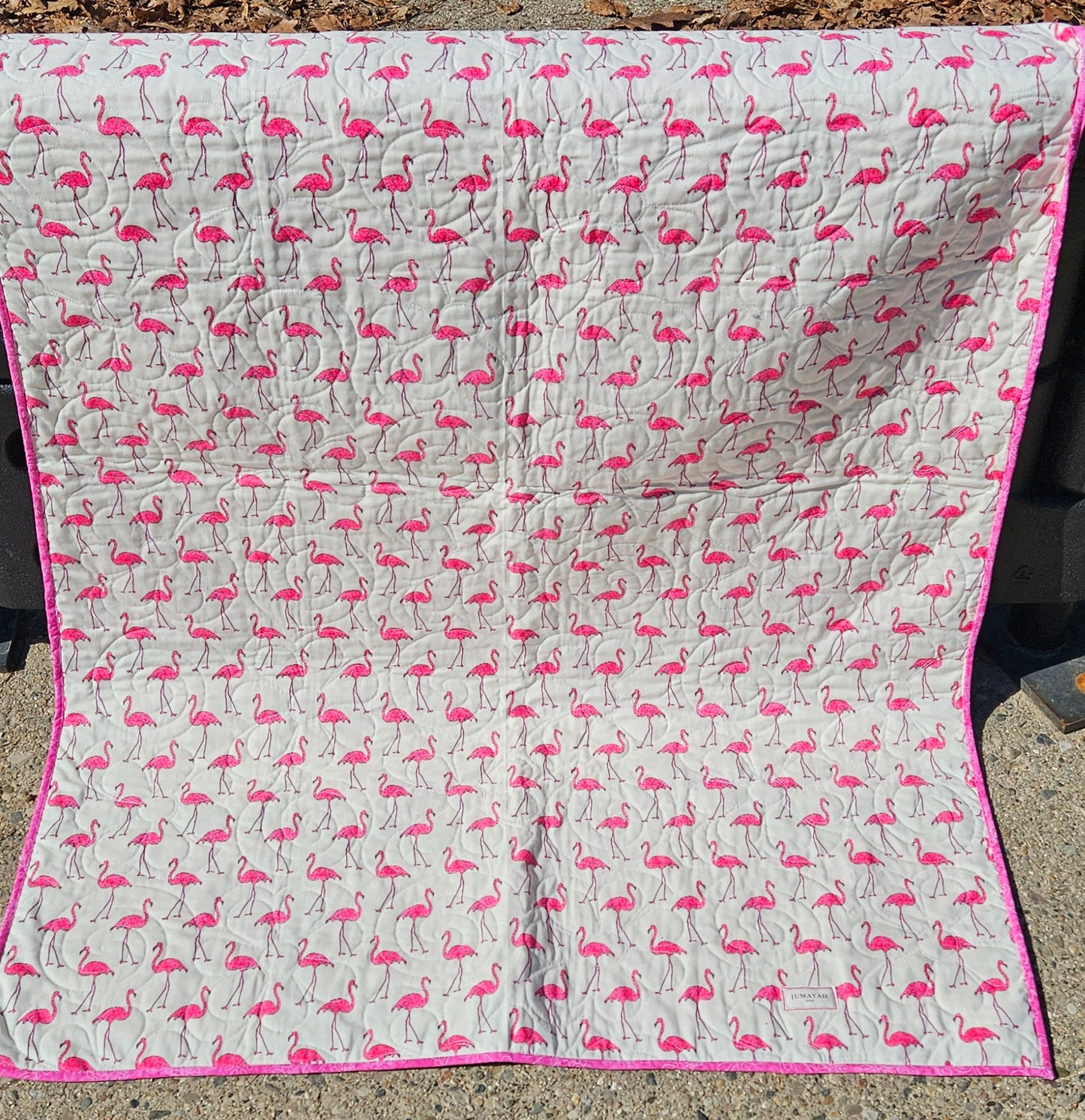 Daisy Flamingo Handmade Quilt – Pink Floral Patchwork Quilt