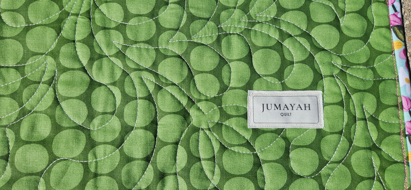 Orchard in Turquoise Handmade Quilt – Floral Patchwork Throw