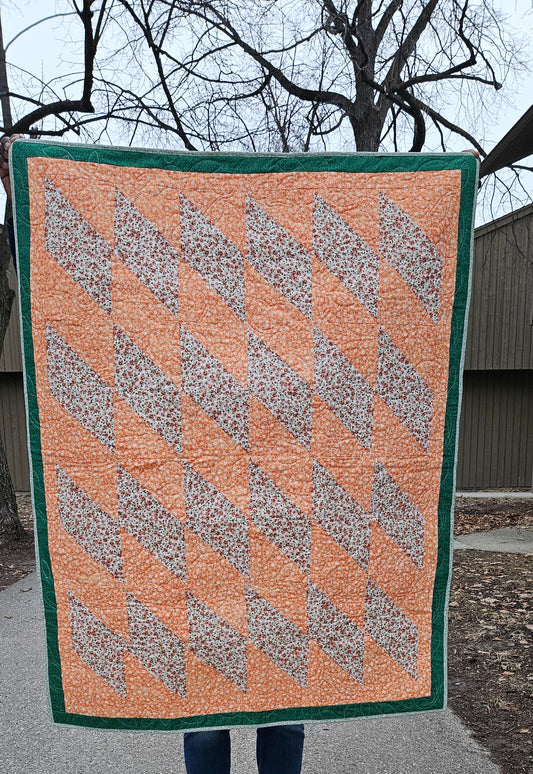 Orange Garden Handmade Quilt – Floral Patchwork Quilt