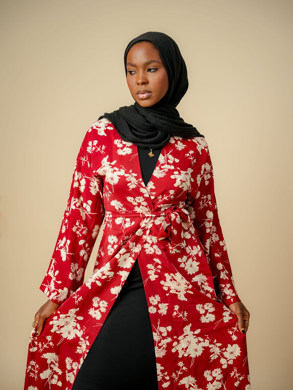 Zariah Crimson Bloom Kimono