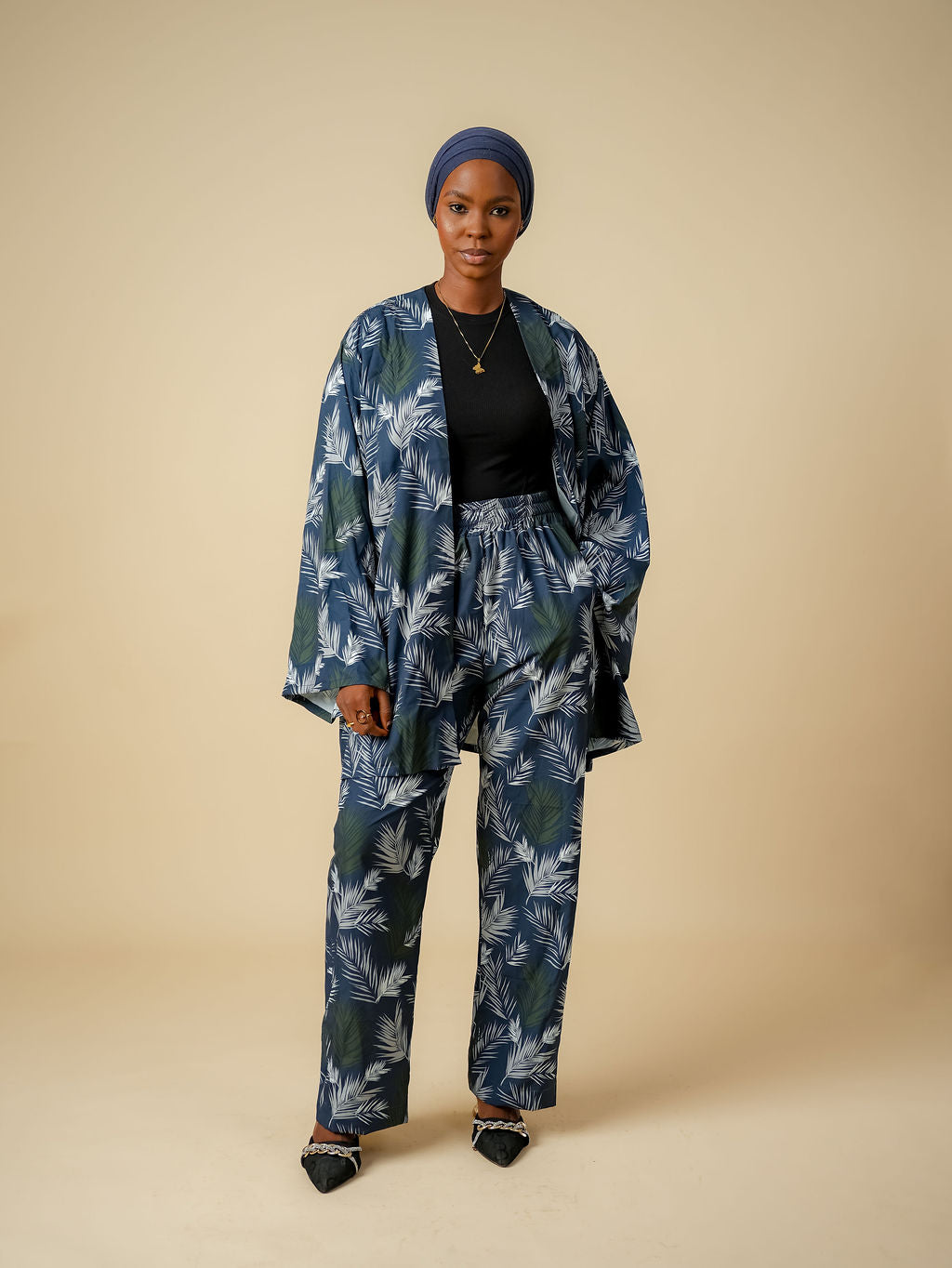 Noor Midnight Palm Two-Piece Set