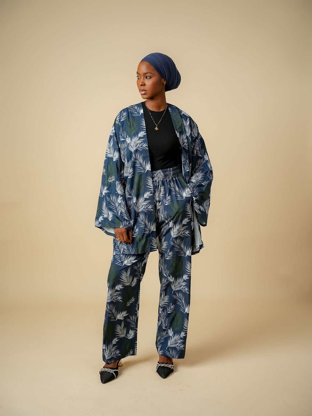 Noor Midnight Palm Two-Piece Set