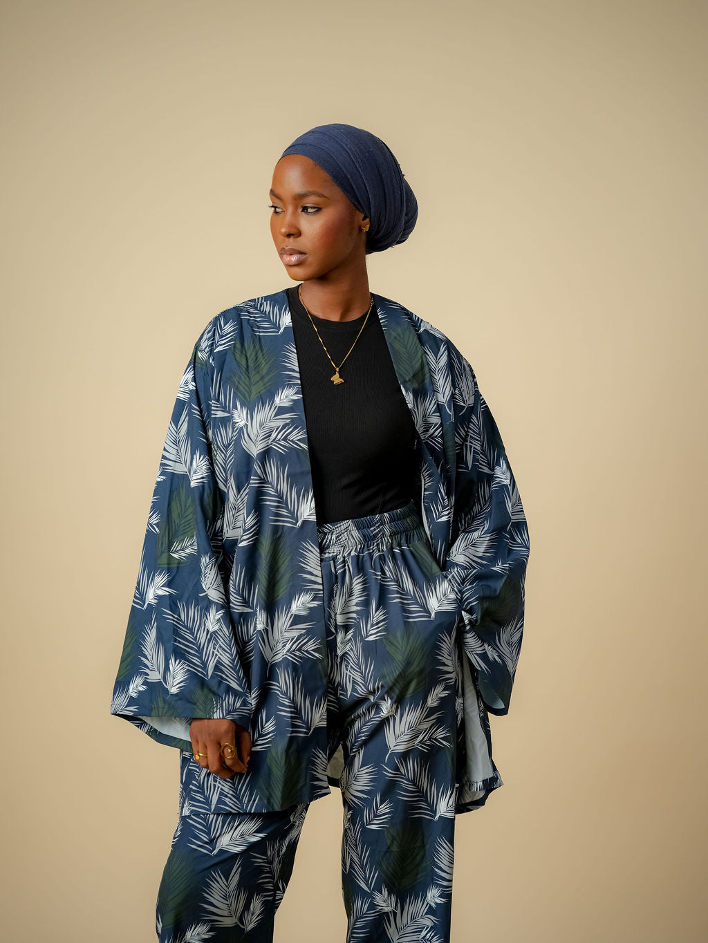 Noor Midnight Palm Two-Piece Set