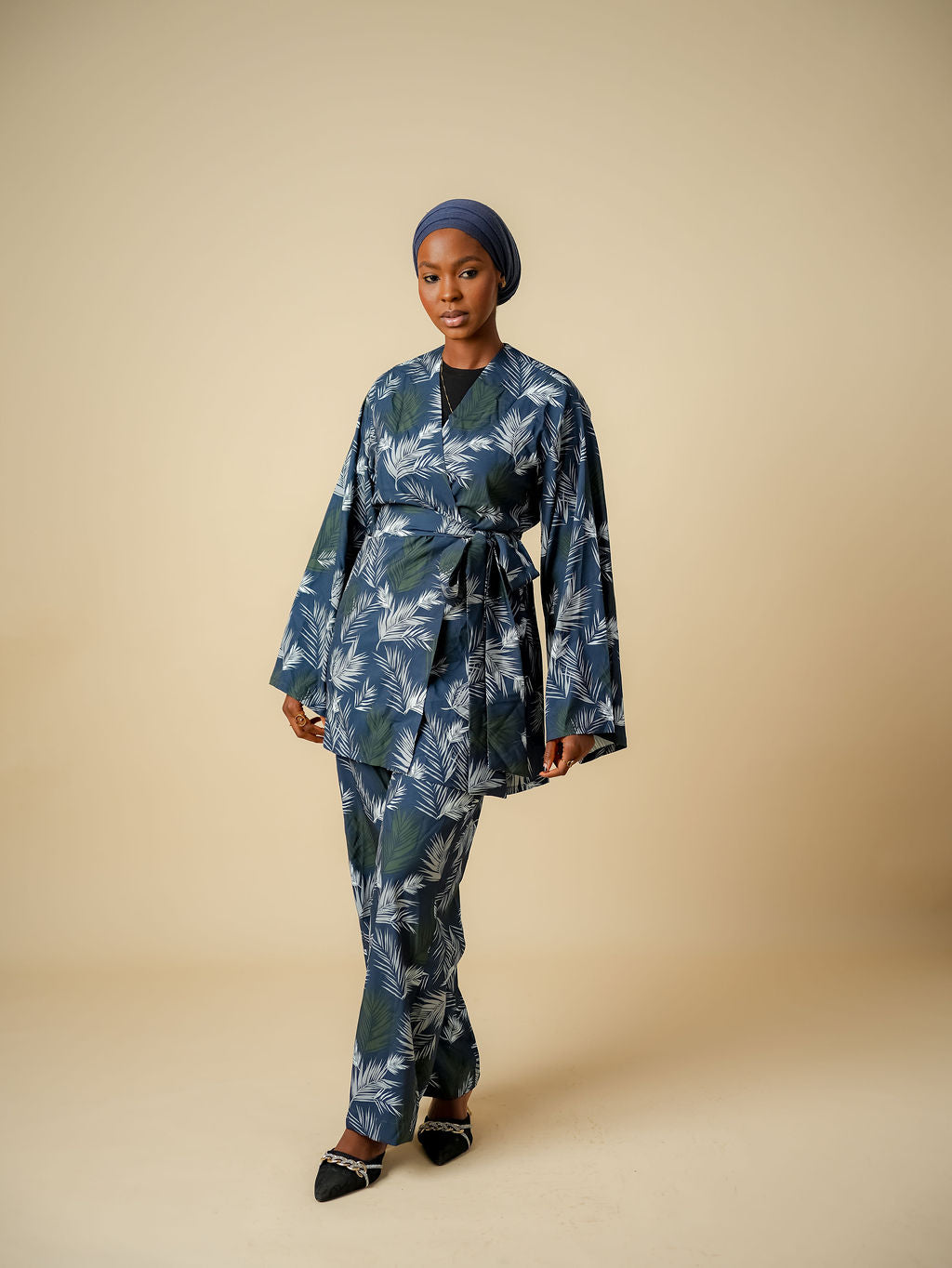 Noor Midnight Palm Two-Piece Set