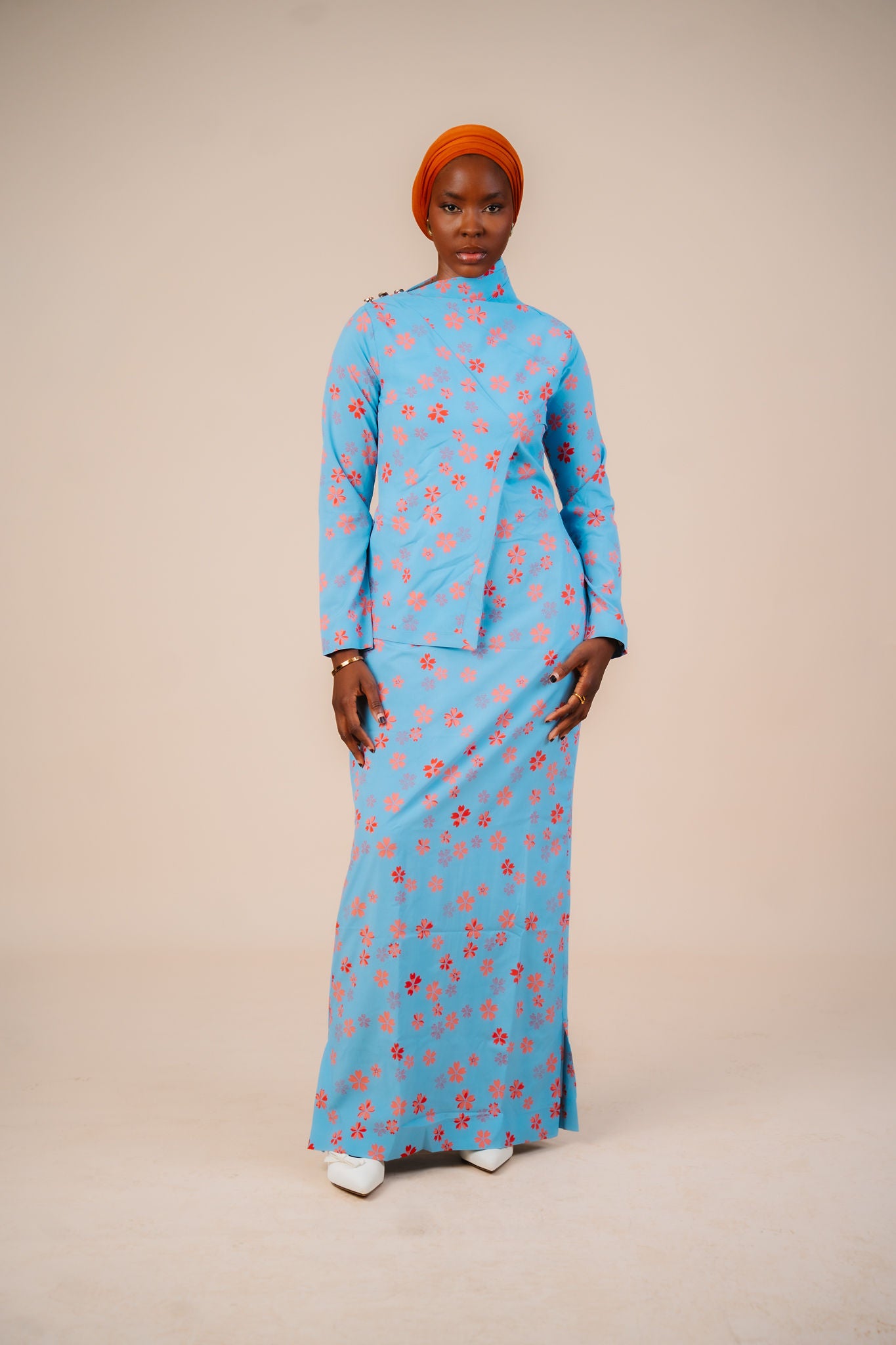 Husna Marigold High-Neck Maxi Dress