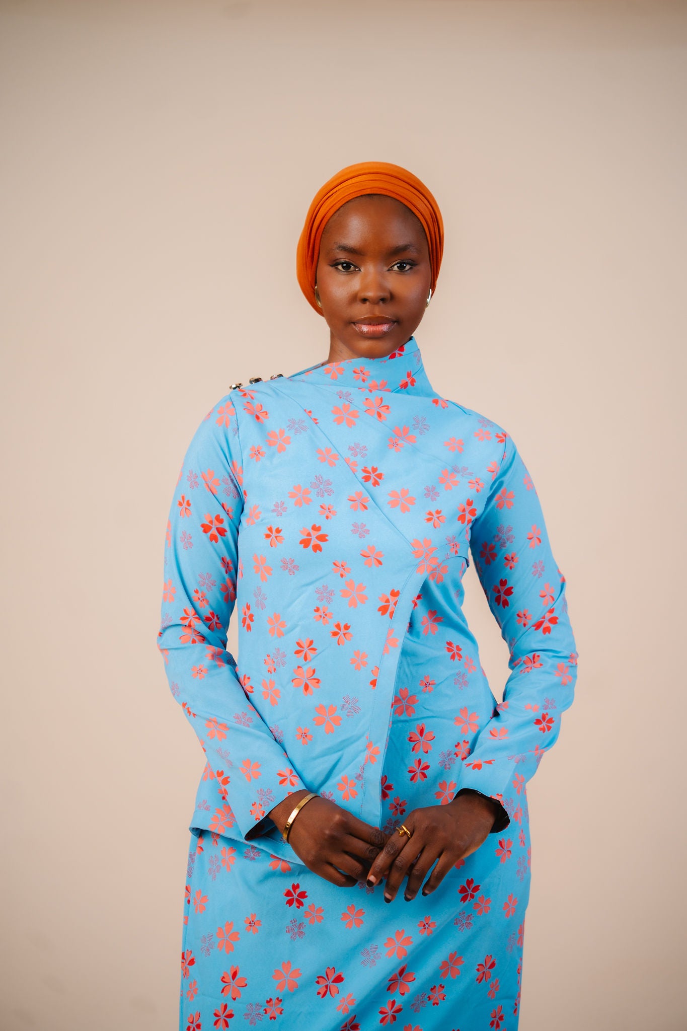 Husna Marigold High-Neck Maxi Dress