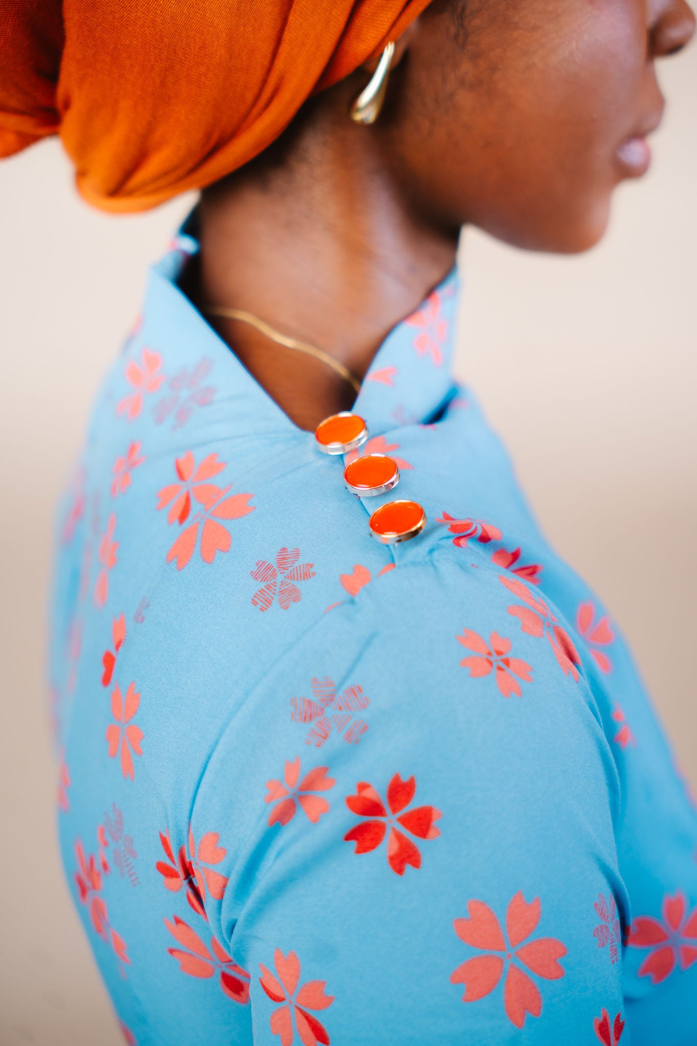 Husna Marigold High-Neck Maxi Dress